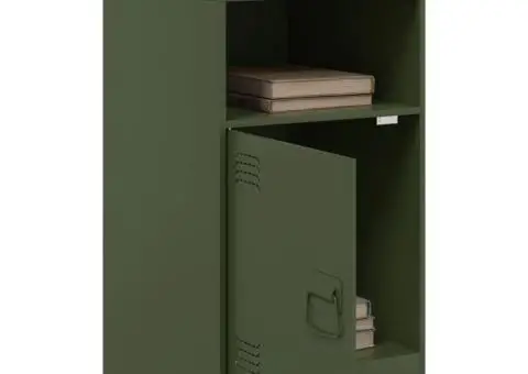 Noptiere, 2 buc., verde olive, 34,5x39x62 cm, oțel - 4/5