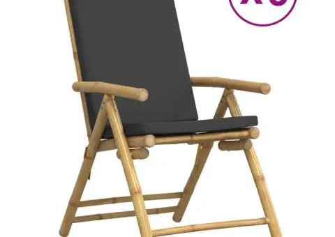 Scaune pliabile/rabatabile, 6 buc., cu perne gri închis, bambus - 2/5