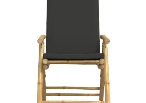 Scaune pliabile/rabatabile, 6 buc., cu perne gri închis, bambus - 4/5