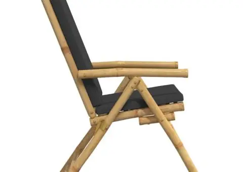 Scaune pliabile/rabatabile, 6 buc., cu perne gri închis, bambus - 5/5