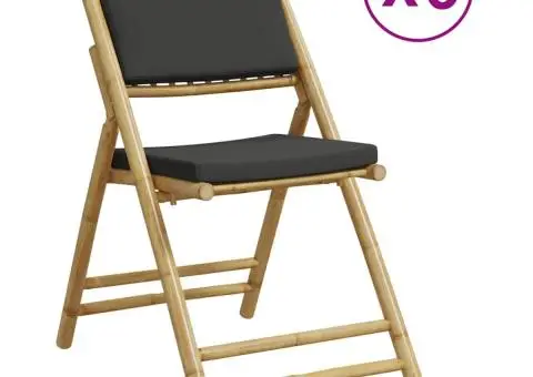 Scaune bistro pliabile, 6 buc., cu perne gri închis, bambus - 2/5