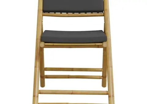 Scaune bistro pliabile, 6 buc., cu perne gri închis, bambus - 4/5