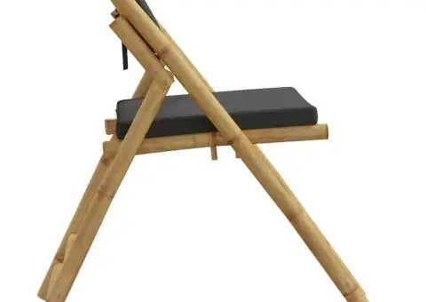 Scaune bistro pliabile, 6 buc., cu perne gri închis, bambus - 5/5