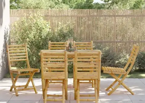 Scaune de grădină pliabile, 6 buc., 43x54x88 cm, bambus - 1/5