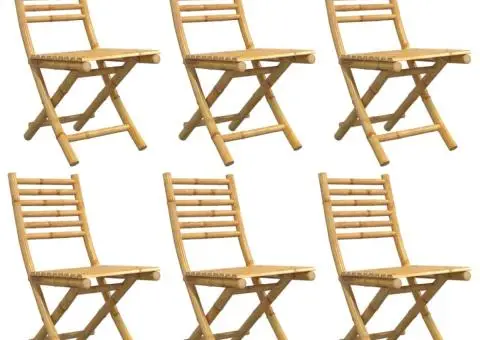 Scaune de grădină pliabile, 6 buc., 43x54x88 cm, bambus - 4/5