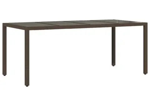 Set mobilier de grădină cu perne, 7 piese, poliratan și sticlă - 4/5