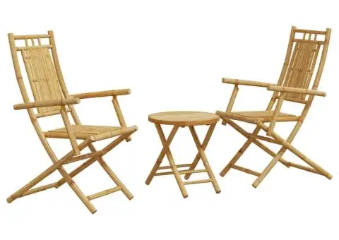 Set mobilier bistro, 3 piese, bambus - 2/5