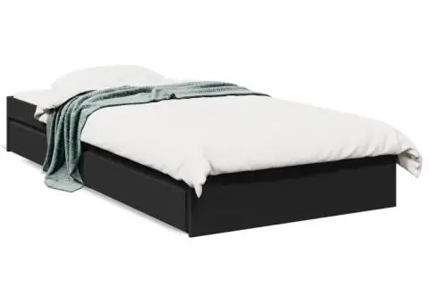 Cadru de pat cu sertare, negru, 90x190 cm, lemn prelucrat - 2/5