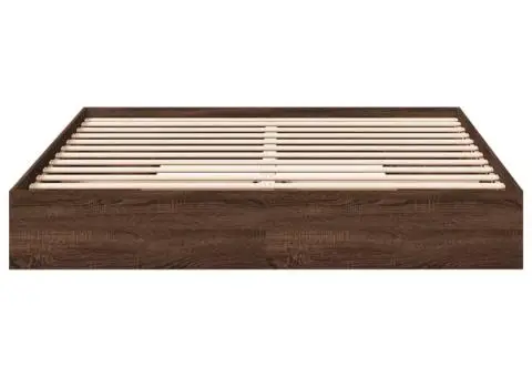 Cadru de pat cu sertare stejar maro 200x200 cm lemn prelucrat - 4/5