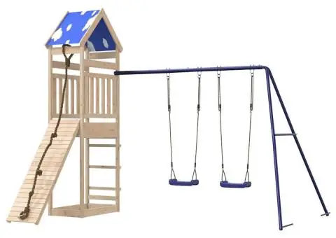 Set de joacă pentru exterior, lemn masiv de pin - 4/5