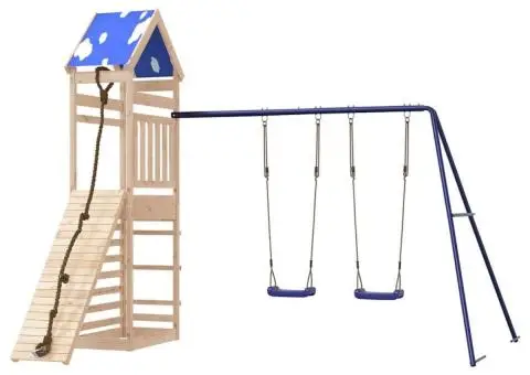 Set de joacă pentru exterior, lemn masiv de pin - 4/5