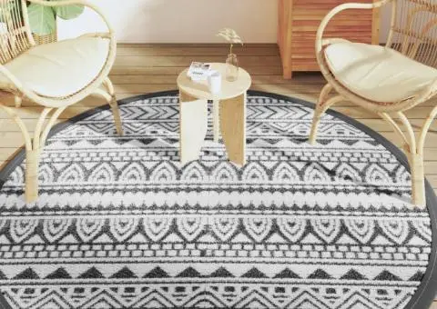 Covor de exterior, ARAKIL negru, Ø200 cm, PP - 3/5