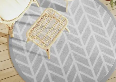 Covor de exterior, ARAKIL gri, Ø160 cm, PP - 1/5