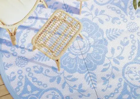 Covor de exterior, ARAKIL bleu, Ø200 cm, PP - 1/5