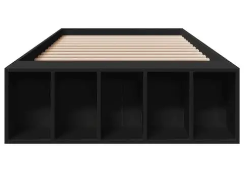 Cadru de pat, negru, 90x200 cm, lemn prelucrat - 4/5