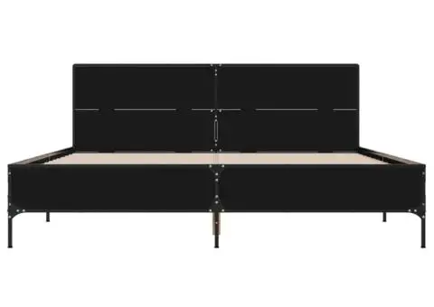 Cadru de pat, negru, 120x190 cm, lemn prelucrat și metal - 4/5