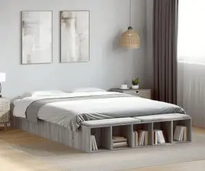 vidaXL Cadru de pat, gri sonoma, 140x200 cm, lemn prelucrat