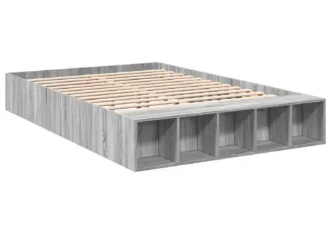 Cadru de pat, gri sonoma, 140x200 cm, lemn prelucrat - 3/5