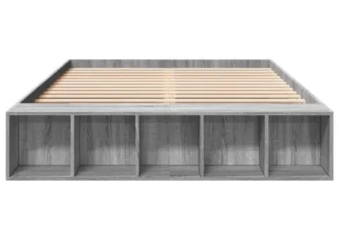 Cadru de pat, gri sonoma, 140x200 cm, lemn prelucrat - 4/5