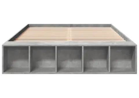 Cadru de pat, gri beton, 135x190 cm, lemn prelucrat - 4/5