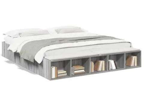 Cadru de pat, gri sonoma, 180x200 cm, lemn prelucrat - 2/5