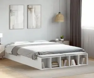 vidaXL Cadru de pat, alb, 160x200 cm, lemn prelucrat