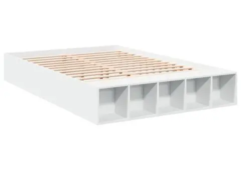 Cadru de pat, alb, 160x200 cm, lemn prelucrat - 3/5