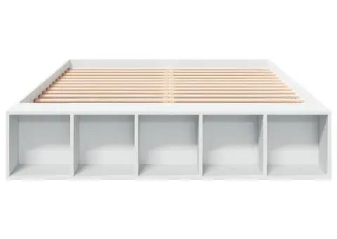 Cadru de pat, alb, 160x200 cm, lemn prelucrat - 4/5