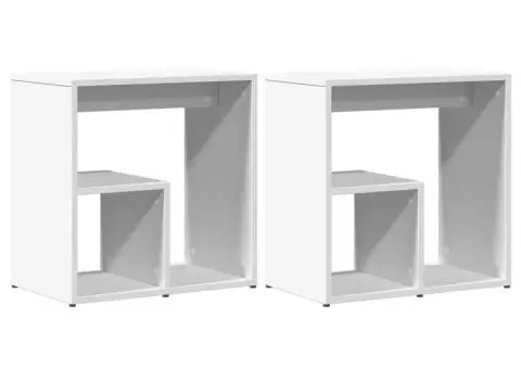 Masă laterală, 2 buc., alb, 50x30x50 cm, lemn prelucrat - 2/5