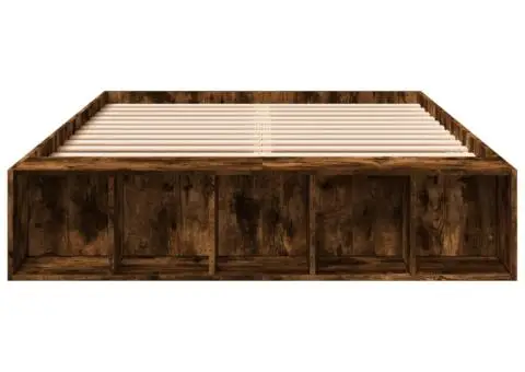 Cadru de pat, stejar afumat, 140x190 cm, lemn prelucrat - 4/5