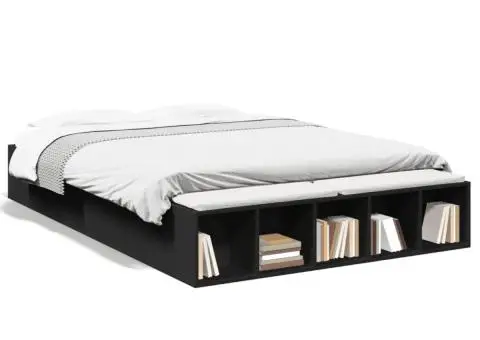 Cadru de pat, negru, 140x200 cm, lemn prelucrat - 2/5