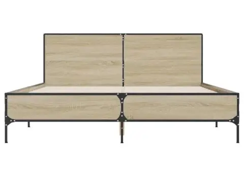 Cadru de pat, stejar sonoma, 160x200cm, lemn prelucrat și metal - 4/5