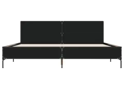 Cadru de pat, negru, 200x200 cm, lemn prelucrat și metal - 4/5