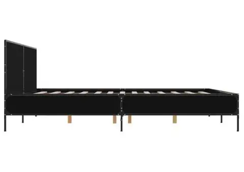 Cadru de pat, negru, 200x200 cm, lemn prelucrat și metal - 5/5