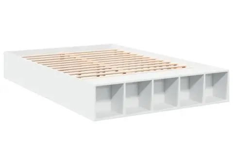 Cadru de pat, alb, 150x200 cm, lemn prelucrat - 3/5