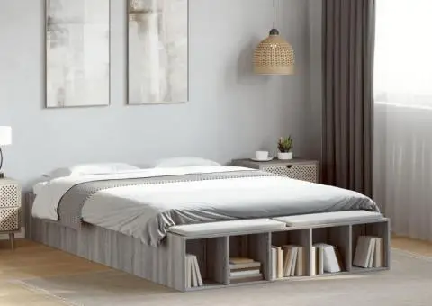 Cadru de pat, gri sonoma, 120x190 cm, lemn prelucrat - 1/5