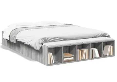 Cadru de pat, gri sonoma, 120x190 cm, lemn prelucrat - 2/5
