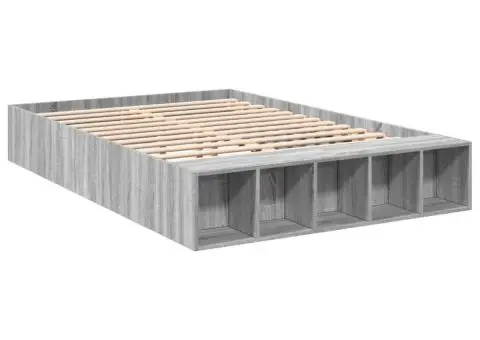 Cadru de pat, gri sonoma, 120x190 cm, lemn prelucrat - 3/5