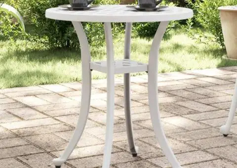 Masă de grădină, alb, Ø48x53 cm, aluminiu turnat - 1/5