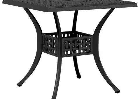 Masă de grădină, negru, 80x80x75 cm, aluminiu turnat - 2/5