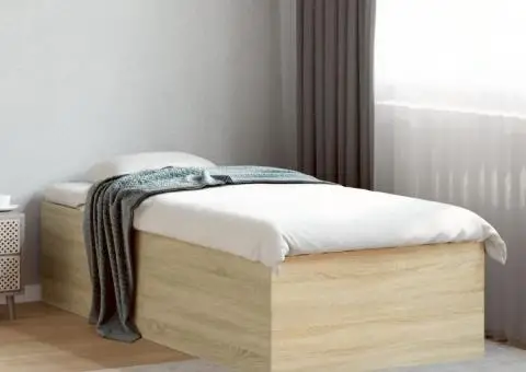 Cadru de pat, stejar sonoma, 90x200 cm, lemn prelucrat - 1/5