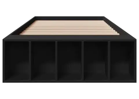 Cadru de pat, negru, 100x200 cm, lemn prelucrat - 4/5