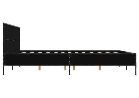 Cadru de pat, negru, 140x200 cm, lemn prelucrat și metal - 5/5