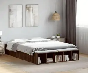 vidaXL Cadru de pat, stejar maro, 120x190 cm, lemn prelucrat