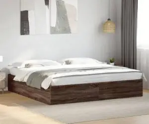 vidaXL Cadru de pat, stejar maro, 200x200 cm, lemn prelucrat
