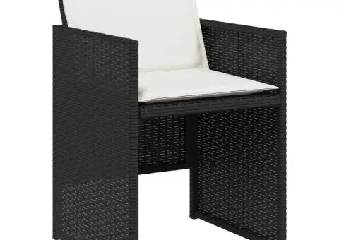 Set mobilier de grădină cu perne, 13 piese, negru, poliratan - 5/5