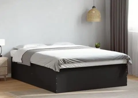 Cadru de pat, negru, 160x200 cm, lemn prelucrat - 1/5