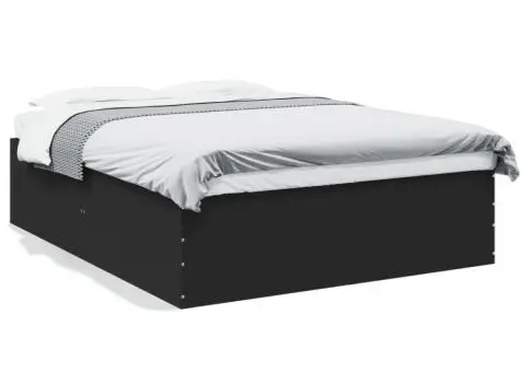 Cadru de pat, negru, 160x200 cm, lemn prelucrat - 2/5