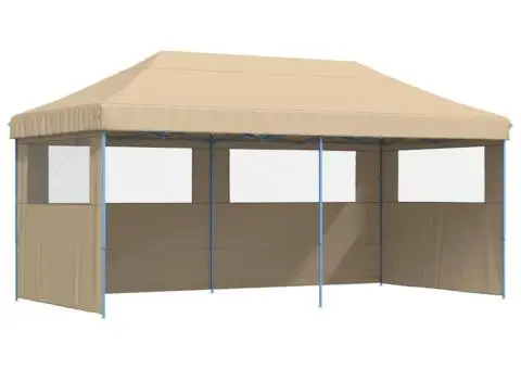 Cort pliabil pentru petreceri cu 3 pereți laterali, bej - 2/5