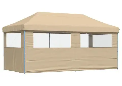 Cort pliabil pentru petreceri cu 3 pereți laterali, bej - 5/5